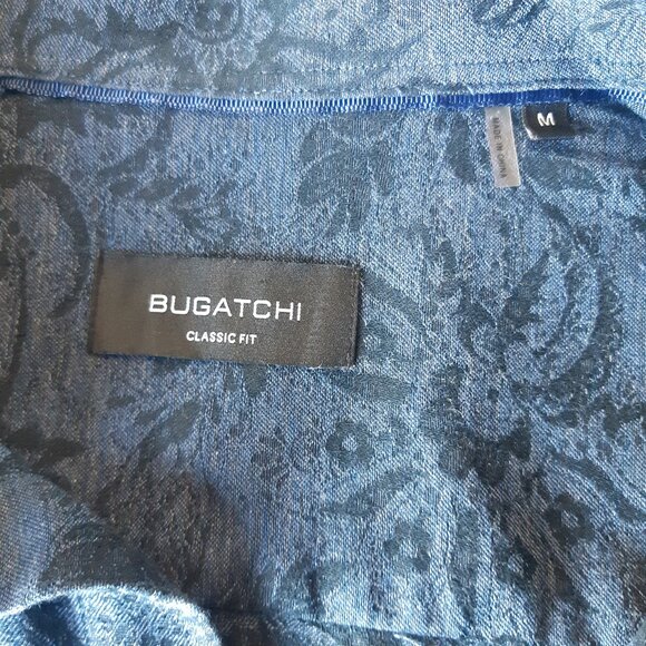 Bugatchi SZ M Classic Fit Tone on Tone Blue Woven Design Men's Button Up Shirt - Picture 7 of 12